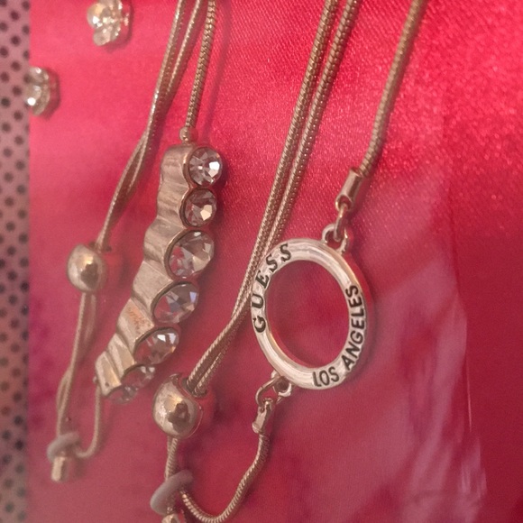 New Guess 3 pc set 2 Bracelets, 1 dainty earrings - Picture 2 of 5